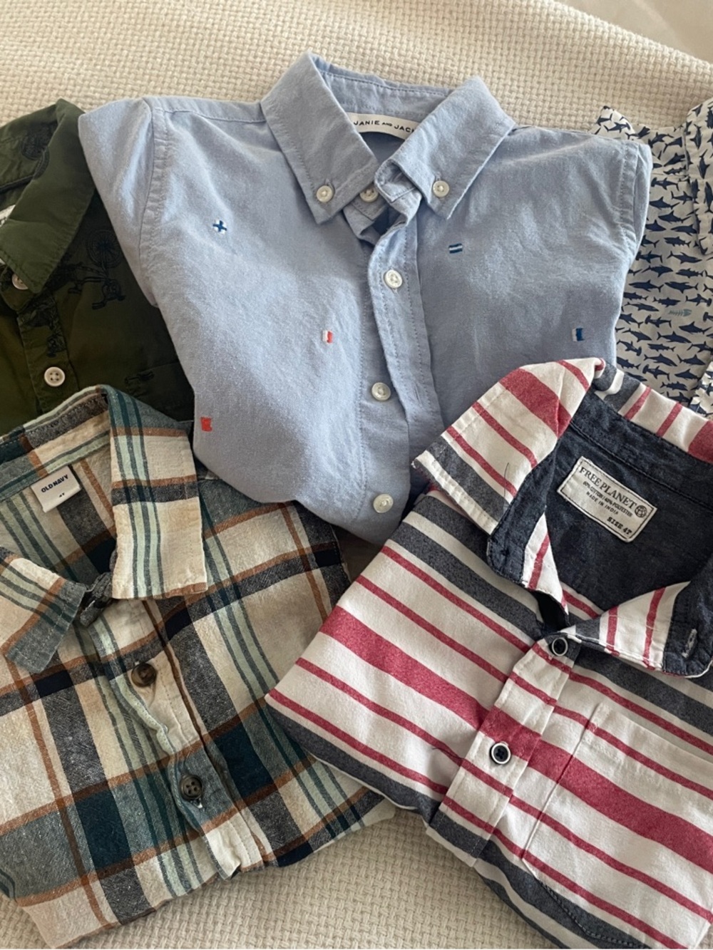 Set of 5 Cotton Shirts for Boys - Classic Button Collar